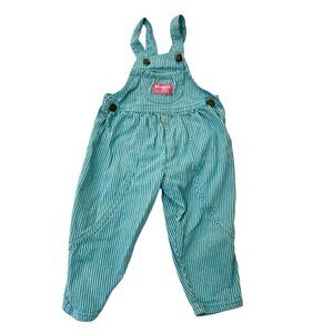 Vintage OshKosh B'gosh Vestbak Overalls Jumpsuit Stripe USA Teal Unisex size 2T